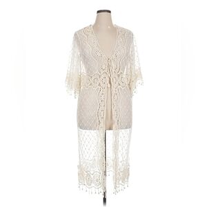 Ember Lace Crochet Kimono Cover-Up in Cream